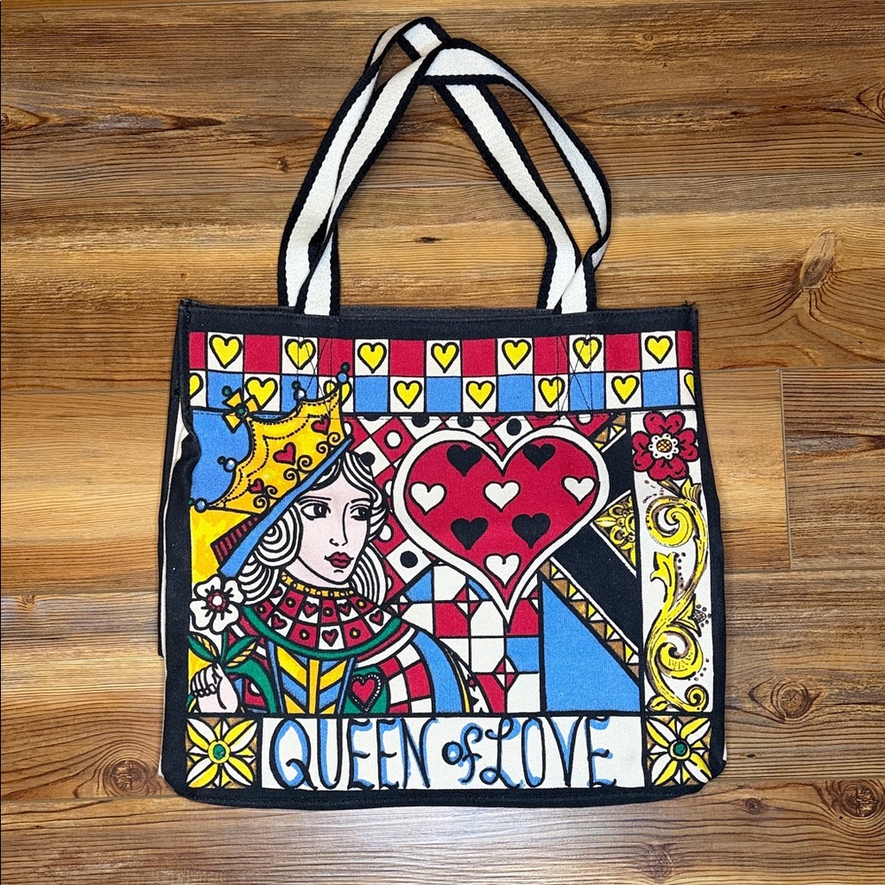 Brighton Queen of Love Printed Tote Bag - Colorful Heart Design